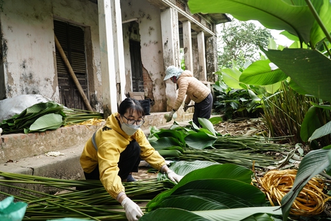 Thấy Tết đến gần khi làng Tràng Cát tấp nập bán lá dong - Ảnh 4. Thấy Tết đến gần khi làng Tràng Cát tấp nập bán lá dong - Ảnh 4.