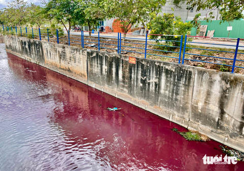 TP Thủ Đức: Nước kênh chuyển màu đỏ thẫm, người dân hoang mang - Ảnh 2. TP Thủ Đức: Nước kênh chuyển màu đỏ thẫm, người dân hoang mang - Ảnh 2.