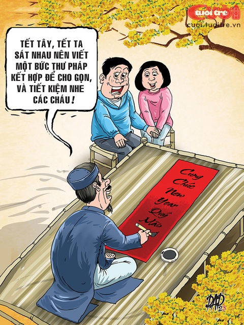 Ông đồ tân cổ giao duyên Tết tây và Tết ta - Ảnh 1. Ông đồ tân cổ giao duyên Tết tây và Tết ta - Ảnh 1.