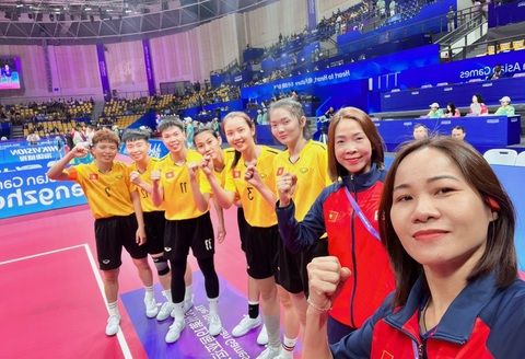 Trực tiếp Asiad 19 ngày 1-10: Nhi Yến vào chung kết 200m nữ - Ảnh 2. Cầu mây nữ Việt Nam thắng Myanmar 2-0 - Ảnh: TDTT