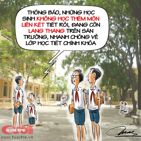 Đời học sinh không 'liên kết' - Ảnh 1. Đời học sinh không học môn "liên kết" - Tranh: Đỗ Minh Tuấn