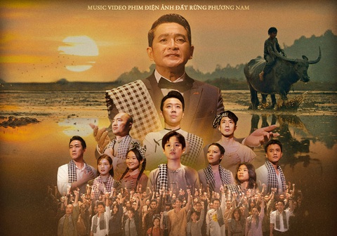 Trên poster MV nhạc phim Đất rừng phương Nam, việc diễn viên Trấn Thành đứng chính giữa - chỉ dưới NSƯT Trọng Phúc là người thể hiện ca khúc - khiến khán giả bàn tán - Ảnh: ĐPCC Trên poster MV nhạc phim "Đất rừng phương Nam", việc diễn viên Trấn Thành đứng chính giữa - chỉ dưới NSƯT Trọng Phúc là người thể hiện ca khúc - khiến khán giả bàn tán - Ảnh: ĐPCC