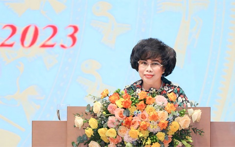 Bà Thái Hương, Chủ tịch Hội đồng Chiến lược Tập đoàn TH, Chủ tịch Hiệp hội Nữ doanh nhân Việt Nam phát biểu tại buổi gặp mặt Bà Thái Hương, chủ tịch hội đồng chiến lược Tập đoàn TH, chủ tịch Hiệp hội Nữ doanh nhân Việt Nam, phát biểu tại buổi gặp mặt - Ảnh: VGP