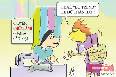 Đu trend 'chữa lành' - Ảnh 1. Chuyên gia chữa lành đụng chuyên gia đu trend - Tranh: Quéo