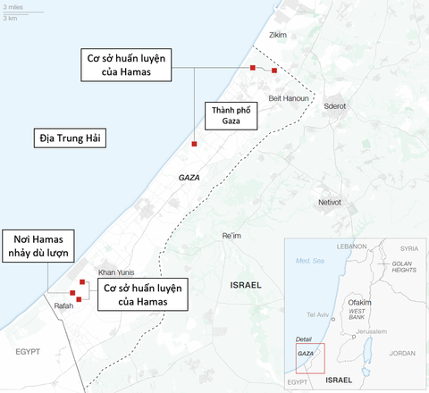 6 địa điểm được cho là nơi Hamas đã huấn luyện chiến binh trong 2 năm qua, nhằm chuẩn bị cho cuộc tấn công ngày 7-10 - Ảnh: CNN 6 địa điểm được cho là nơi Hamas đã huấn luyện chiến binh trong 2 năm qua, nhằm chuẩn bị cho cuộc tấn công ngày 7-10 - Ảnh: CNN