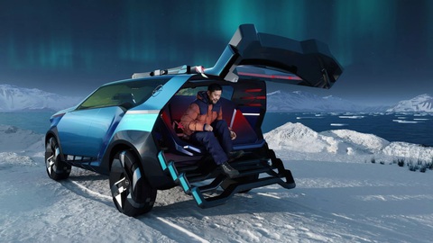 Nissan Hyper Adventure SUV: Ghế xoay, cầu thang tại cửa hậu để tối ưu off-road - Ảnh 4. Khoang hành lý, nhờ ghế sau xoay được 180 độ, có thể trở thành nơi người dùng duỗi chân và thư thái ngắm cảnh - Ảnh: Nissan