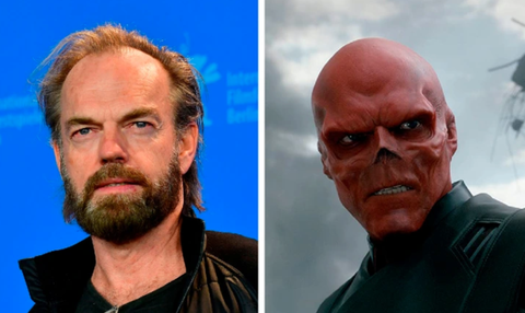 12 ngôi sao Hollywood hoàn toàn 'biến mất' vì vai diễn của mình - Ảnh 1. Hugo Weaving trong vai Red Skull của Captain America: The First Avenger (2011). Thật sự chẳng ai nhận ra nam tài tử với gương mặt đỏ hơn trái... cà chua!