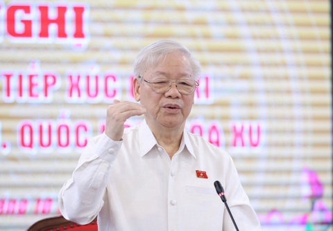 Tổng bí thư: 'Cứ cậy mình là cán bộ cấp trên đi xuống hoạnh họe với dân là không được' - Ảnh 1. Tổng bí thư Nguyễn Phú Trọng phát biểu tại buổi tiếp xúc cử tri - Ảnh: QUANG PHÚC
