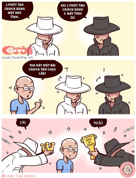 Hacker bái phục King of crack - Ảnh 1. Hacker bái phục King of crack - Tranh: Anh Trọc Comics