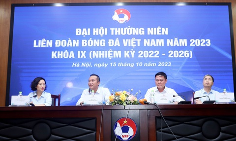 Buổi trao đổi thông tin báo chí sau Đại hội thường niên Liên đoàn bóng đá Việt Nam (VFF) năm 2023 - Ảnh: VFF Buổi trao đổi thông tin với báo chí sau Đại hội thường niên Liên đoàn Bóng đá Việt Nam (VFF) năm 2023 - Ảnh: VFF