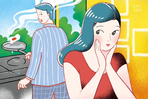 Nên yêu một người đàn ông biết vào bếp - Ảnh 1. Hãy yêu một người đàn ông biết vào bếp - Minh họa: ĐẶNG HỒNG QUÂN