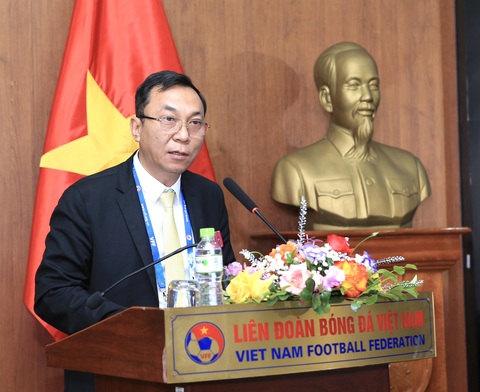 VFF lãi hơn 7 tỷ đồng trong 9 tháng đầu năm 2023 - Ảnh 3. Chủ tịch VFF Trần Quốc Tuấn phát biểu tại Đại hội thường niên VFF 2023 - Ảnh: VFF