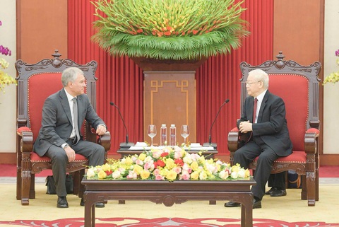 Tổng bí thư: Việt Nam coi trọng quan hệ Đối tác chiến lược toàn diện với Nga - Ảnh 2. Đây là chuyến thăm Việt Nam đầu tiên của ông Volodin sau dịch COVID-19 - Ảnh: Quochoi.vn