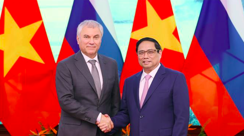 Thủ tướng Phạm Minh Chính hội kiến Chủ tịch Duma Quốc gia Nga - Ảnh 1. Thủ tướng Phạm Minh Chính hội kiến Chủ tịch Duma Quốc gia Quốc hội Liên bang Nga Vyacheslav Viktorovich Volodin - Ảnh: TTXVN