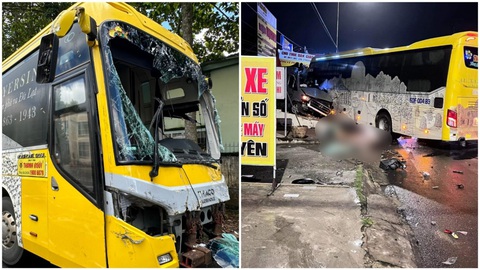 Xe Thành Bưởi gây tai nạn ở Đồng Nai: Từng vượt tốc độ 496 lần trong 3 tháng - Ảnh 1. Vụ tai nạn giữa xe khách Thành Bưởi và xe 16 chỗ làm 5 người chết, 4 người bị thương - Ảnh: A.B.