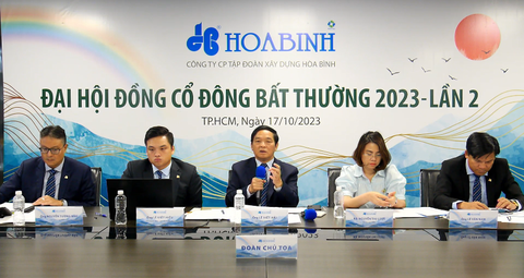 Thị trường địa ốc trong nước khó khăn, cả Coteccons lẫn Hòa Bình tham vọng vươn ra nước ngoài - Ảnh 2. Ông Lê Viết Hải (giữa) chia sẻ về tham vọng vươn ra nước ngoài - Ảnh chụp màn hình: NGỌC HIỂN