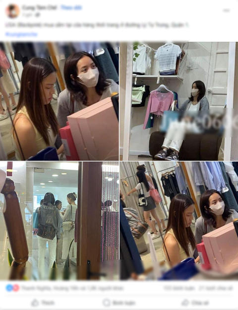 Mạng xã hội xôn xao vì tin Lisa của BlackPink đến TP.HCM - Ảnh 2. Nhiều trang đăng lại hình ảnh được cho là Lisa tại một cửa hàng thời trang - Ảnh chụp màn hình