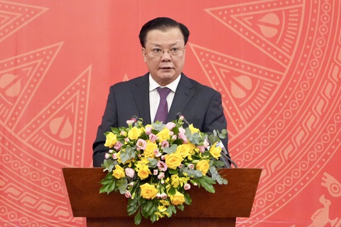 Bí thư Nguyễn Văn Nên: TP.HCM và Hà Nội có bổn phận và nỗi lo giống nhau - Ảnh 3. Bí thư Thành ủy Hà Nội Đinh Tiến Dũng phát biểu kết thúc buổi làm việc - Ảnh: HỮU HẠNH