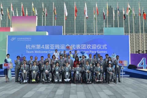 Thượng cờ đoàn thể thao Việt Nam tại Asian Para Games 4 - Ảnh 1. Đoàn thể thao người khuyết tật Việt Nam tham dự Asian Para Games 4 - Ảnh: THÁI DƯƠNG