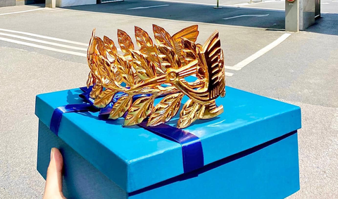 4 thí sinh vào chung kết Đường lên đỉnh Olympia là ai? - Ảnh 5. Mẫu vòng nguyệt quế chung kết năm 2023 có hình chim lạc truyền thống - Ảnh: ĐƯỜNG LÊN ĐỈNH OLYMPIA