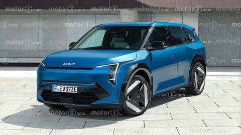 Dự đoán thiết kế Kia EV3 - SUV điện ngang hàng Seltos vừa lộ mặt - Ảnh 2. Dự đoán thiết kế EV3 dựa trên bản thử nghiệm kết hợp bộ khung đàn anh EV9 - Ảnh: Motor1