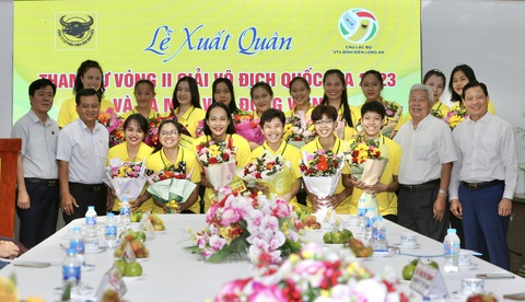 CLB bóng chuyền nữ VTV Bình Điền Long An ra mắt ngoại binh khủng - Ảnh 1. VTV Bình Điền Long An xuất quân dự vòng II Giải bóng chuyền nữ quốc gia 2023 - Ảnh: D.P.