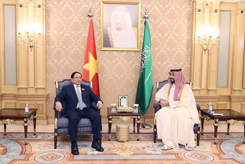 Hoàng Thái tử, Thủ tướng Saudi Arabia: Việt Nam là đối tác quan trọng hàng đầu tại Đông Nam Á - Ảnh 1. Thủ tướng hội đàm với Hoàng thái tử, Thủ tướng Saudi Arabia Mohammad bin Salman Al Saud - Ảnh: D.GIANG