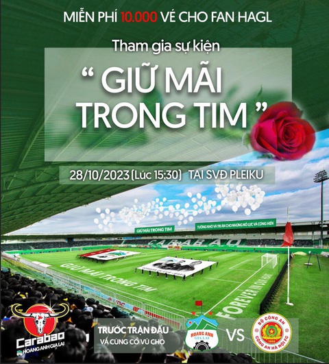 CLB Hoàng Anh Gia Lai miễn phí vé trận tiếp đương kim vô địch Công An Hà Nội - Ảnh 2. Banner giới thiệu lễ tưởng niệm trước trận đấu - Ảnh: HAGL FC