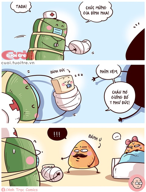 Bị cắm sừng dù 'cháu nó giống bố y như đúc' - Ảnh 1. Bánh ú cho rằng mình bị cắm sừng 100% - Tranh: Anh Trọc Comics