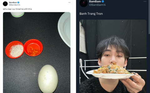 Bambam chia sẻ hình ảnh thưởng thức bánh tráng trộn và trứng vịt lộn do fan gợi ý BamBam chia sẻ hình ảnh thưởng thức bánh tráng trộn và trứng vịt lộn do fan gợi ý
