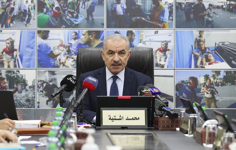 Thủ tướng Palestine chỉ trích việc dung túng cho Israel ném bom vào Dải Gaza của các nước phương Tây - Ảnh: X/PM of Palestine Thủ tướng Palestine Mohammed Shtayyeh chỉ trích việc các nước phương Tây ủng hộ Israel ném bom vào Dải Gaza - Ảnh: X/PM of Palestine