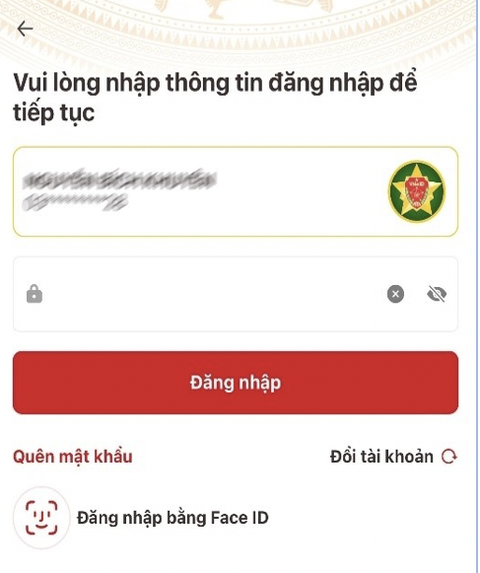 Giao diện đăng nhập tài khoản định danh điện tử mức 2 - Ảnh chụp màn hình Giao diện đăng nhập tài khoản định danh điện tử mức 2 - Ảnh chụp màn hình