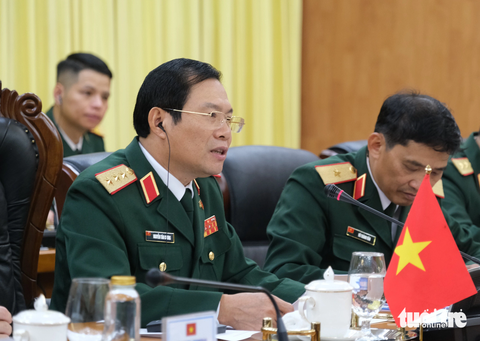 Tổng Tham mưu trưởng Bộ các lực lượng vũ trang cách mạng Cuba thăm Việt Nam - Ảnh 2. Thượng tướng Nguyễn Tân Cương tại hội đàm - Ảnh: HÀ THANH