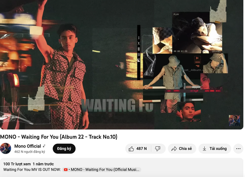 MONO chính thức nhập hội ca sĩ trăm triệu view - Ảnh 1. Track Waiting for you nằm trong album 22 của MONO đạt 100 triệu lượt xem - nghe trên YouTube