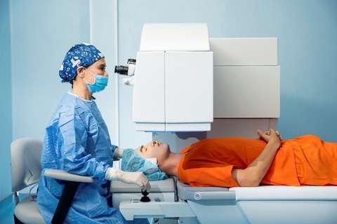 Lễ khai trương bệnh viện mắt Trường Phúc - Ảnh 3. TS.BS Vũ Thị Thanh thực hiện ca phẫu thuật về tật khúc xạ cho bệnh nhân