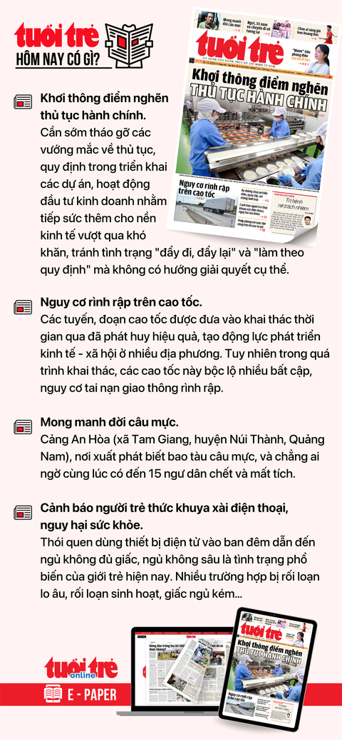 Tin tức sáng 25-10: Thêm nhóm đối tượng được cấp thẻ BHYT miễn phí - Ảnh 6. Tin tức chính trên Tuổi Trẻ nhật báo hôm nay 25-10. Để đọc Tuổi Trẻ báo in phiên bản E-paper, mời bạn đăng ký Tuổi Trẻ Sao TẠI ĐÂY