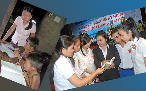 Đào Thị Hằng - học bổng Tiếp sức đến trường 2004 - từ chiếcthuyền nan trên sông Ái Tử (Quảng Trị) nay đã là một doanhnhân truyền cảm hứng với hai thương hiệu Mắm Thuyền Nan vàLàng học tiếng Anh Hama - Ảnh: T.L. Đào Thị Hằng - học bổng Tiếp sức đến trường 2004 - từ chiếc thuyền nan trên sông Ái Tử (Quảng Trị) nay đã là một doanh nhân truyền cảm hứng với hai thương hiệu Mắm Thuyền Nan và Làng học tiếng Anh Hama - Ảnh: T.L.