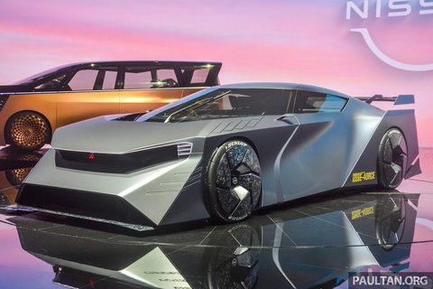 Nissan Hyper Force ra mắt: Siêu xe điện 1.341 mã lực chủ lực gian hàng Nissan - Ảnh 1. Bên dưới bộ khung gai góc của Nissan Hyper Force hứa hẹn là thiết kế GT-R đời mới - Ảnh: Paultan