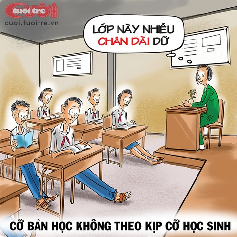 Vì sao có những lớp học 'chân dài' - Ảnh 1. Vì sao có những lớp học "chân dài" - Tranh: Đỗ Minh Tuấn