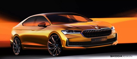 Skoda Superb đời mới ra mắt vào đầu tháng 11, có thể về Việt Nam năm sau - Ảnh 1. Ảnh phác họa Superb mới được công bố chính hãng - Ảnh: Skoda