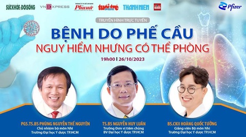 Chuyên gia tư vấn nhận biết và phòng bệnh do phế cầu - Ảnh 1. Chương trình tư vấn “Bệnh do phế cầu - nguy hiểm nhưng có thể phòng” phát lúc 19h, ngày 26/10 trên Fanpage, Youtube, tuoitre.vn Báo Tuổi Trẻ