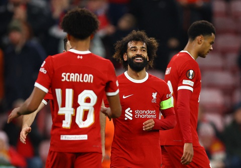 Liverpool thắng 5-1 tại Europa League - Ảnh 2. Niềm vui chiến thắng của Liverpool - Ảnh: REUTERS