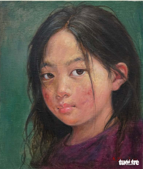 Bùi Văn Tuất “Nhìn Lại” những đôi mắt vùng cao - Ảnh 9. Tác phẩm "Ánh mắt" No1, sơn dầu trên vải