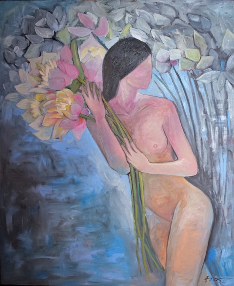 Nhóm 10 họa sĩ bày tranh nude tại TP.HCM - Ảnh 11. Tác phẩm Ngày mộng của Hoàng Hương Giang