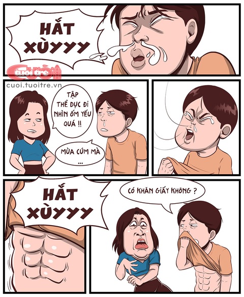 Thằng Vàng flex body sáu múi - Ảnh 1. Tranh: Vàng