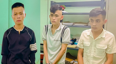 Bắt khẩn cấp nhóm cướp trên đèo Eo Gió chuyên dùng dao kề cổ người dân - Ảnh 1. Ba nghi phạm thực hiện hàng loạt vụ cướp trên đèo Eo Gió bị bắt giữ khẩn cấp - Ảnh: Công an huyện Nghĩa Hành