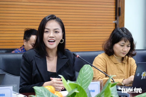 Clip nhạy cảm gắn tên 'My Sói' Thu Quỳnh: im lặng đúng lúc - Ảnh 2. Diễn viên Thu Quỳnh khuyên các bạn trẻ nên vững vàng trước những tin giả, không hoang mang trước tin giả - Ảnh: NGUYÊN BẢO