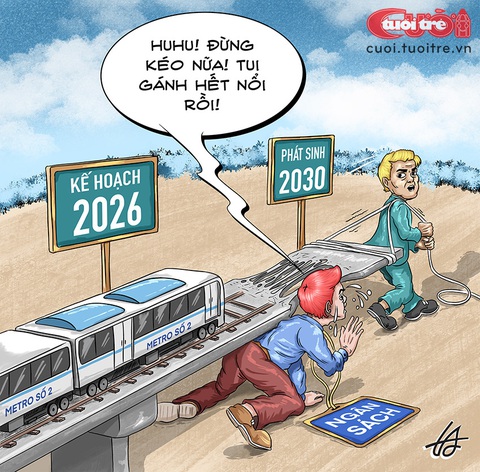 Tuyến metro 'dây thu' số 2 - Ảnh 1. Tuyến metro 'dây thun' số 2 - Tranh: Nguyễn Tuấn Anh