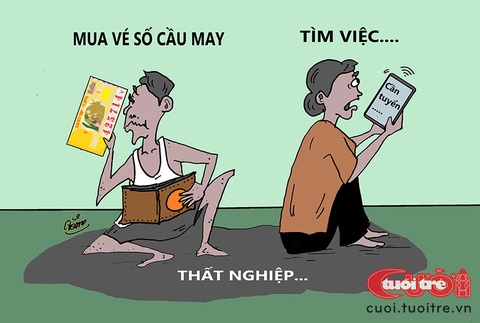 Công ty 'toàn lãi' bất chấp tình hình kinh tế - Ảnh 1. "Cầu may" thời kinh tế khó khăn - Tranh: Bùi Thanh Tâm