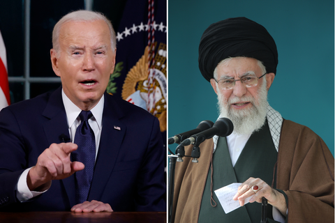 Quân Mỹ liên tiếp bị tấn công ở Trung Đông, Iran nói 'gieo nhân nào gặt quả nấy' - Ảnh 1. Tổng thống Mỹ Joe Biden (trái) và Lãnh tụ tối cao Ali Khamenei của Iran - Ảnh: NEWSWEEK/GETTY IMAGES